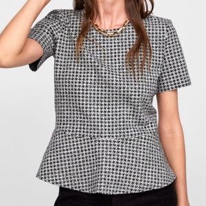 Zara houndstooth peplum top